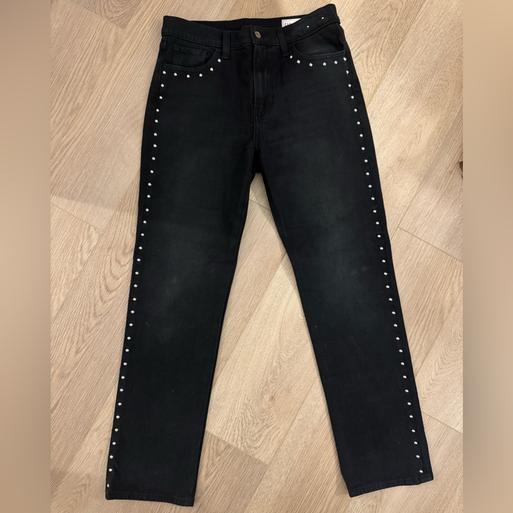 Black Studded Straight Leg Jeans
